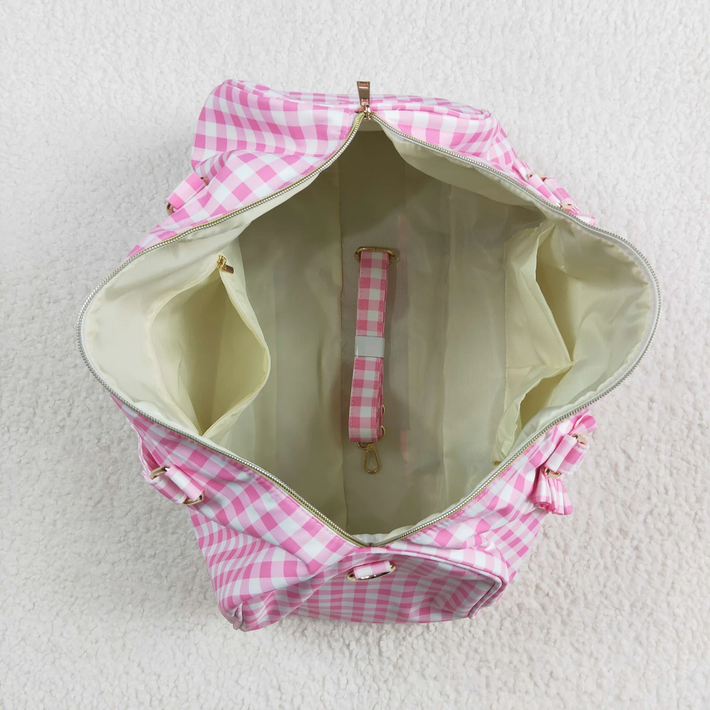 Kids Girl Adult Pink Plaid Ruffle Gym Bag