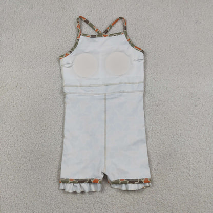 Baby Girls Kids Straps T Camo Print Team Yoga Ruffle Knee Length Dress