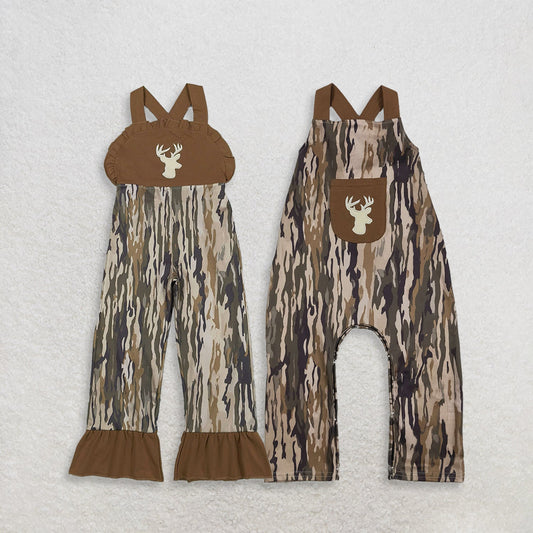 Sibling Baby Boys Girls Kids Embroidery Deer Romper Jumpsuit Camo Clothes