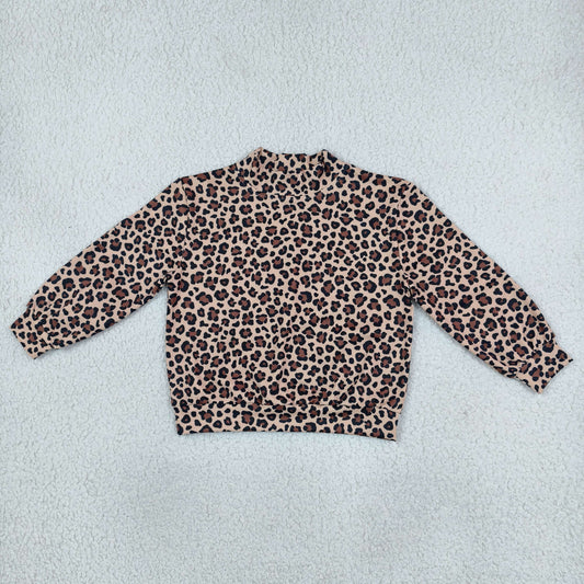 Baby Girls Kids Long Sleeves Leopard Yoga Active Shirt Mock Neck‌ Tops