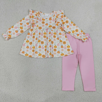 Sibling Baby Girls Kids Thanksgiving Pumpkins Bows Romper Set Fall Clothes