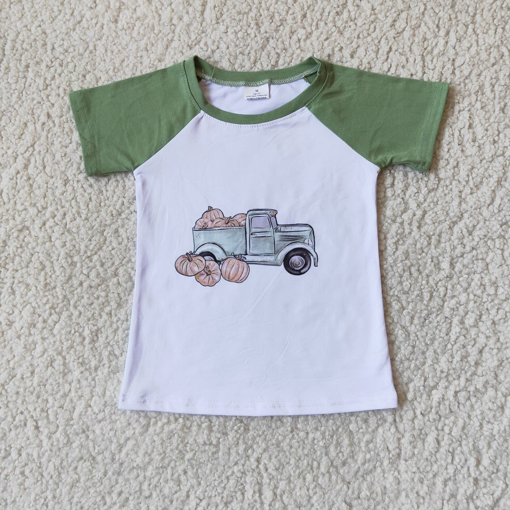Promotion Baby Boys Kids Short Sleeves Pumpkin Tops Fall Shirt