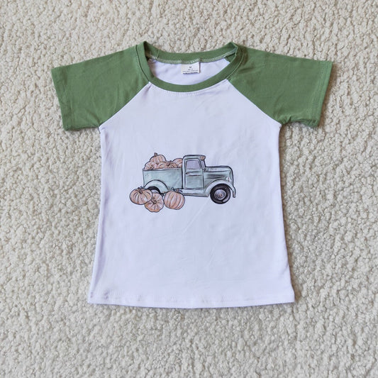Promotion Baby Boys Kids Short Sleeves Pumpkin Tops Fall Shirt