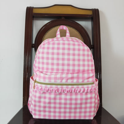 USA Shop Baby Girls Pink Plaid School Backpack Ruffle Bag