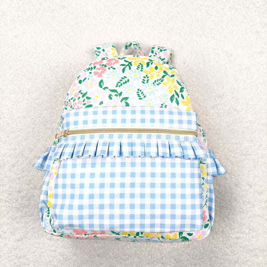 USA Shop Baby Girls Kids Flower Blue Plaid Backpack Bag