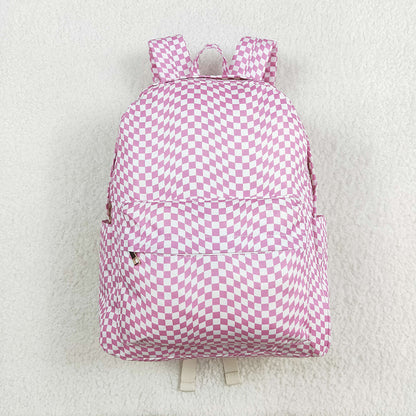 USA Shop Baby Kids Girls Pink Plaid Backpack Zip Back Bag