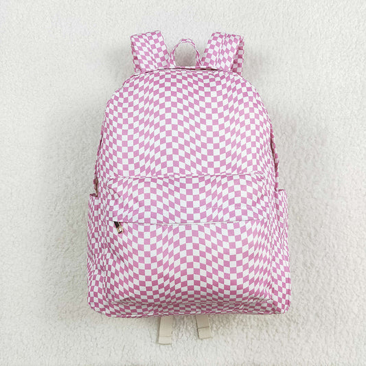 USA Shop Baby Kids Girls Pink Plaid Backpack Zip Back Bag