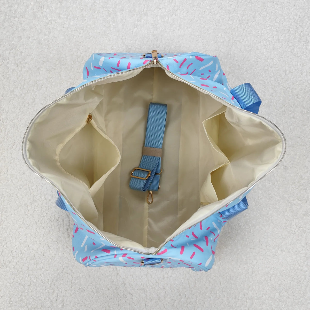 USA Shop Kids Adult Drips Sprinkles Travel Ruffle Gym Blue Bag