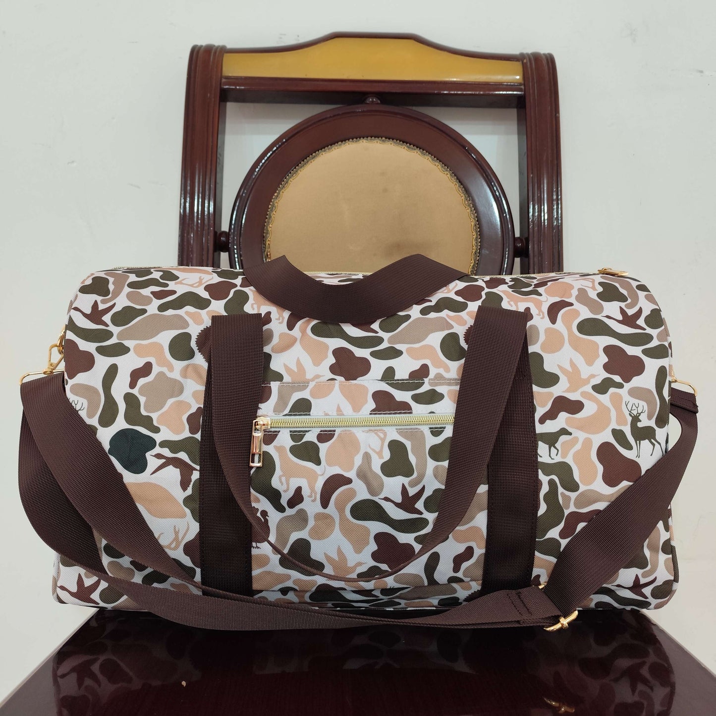 USA Shop Dogs Ducks Camo Hunting Travel Gym Bag