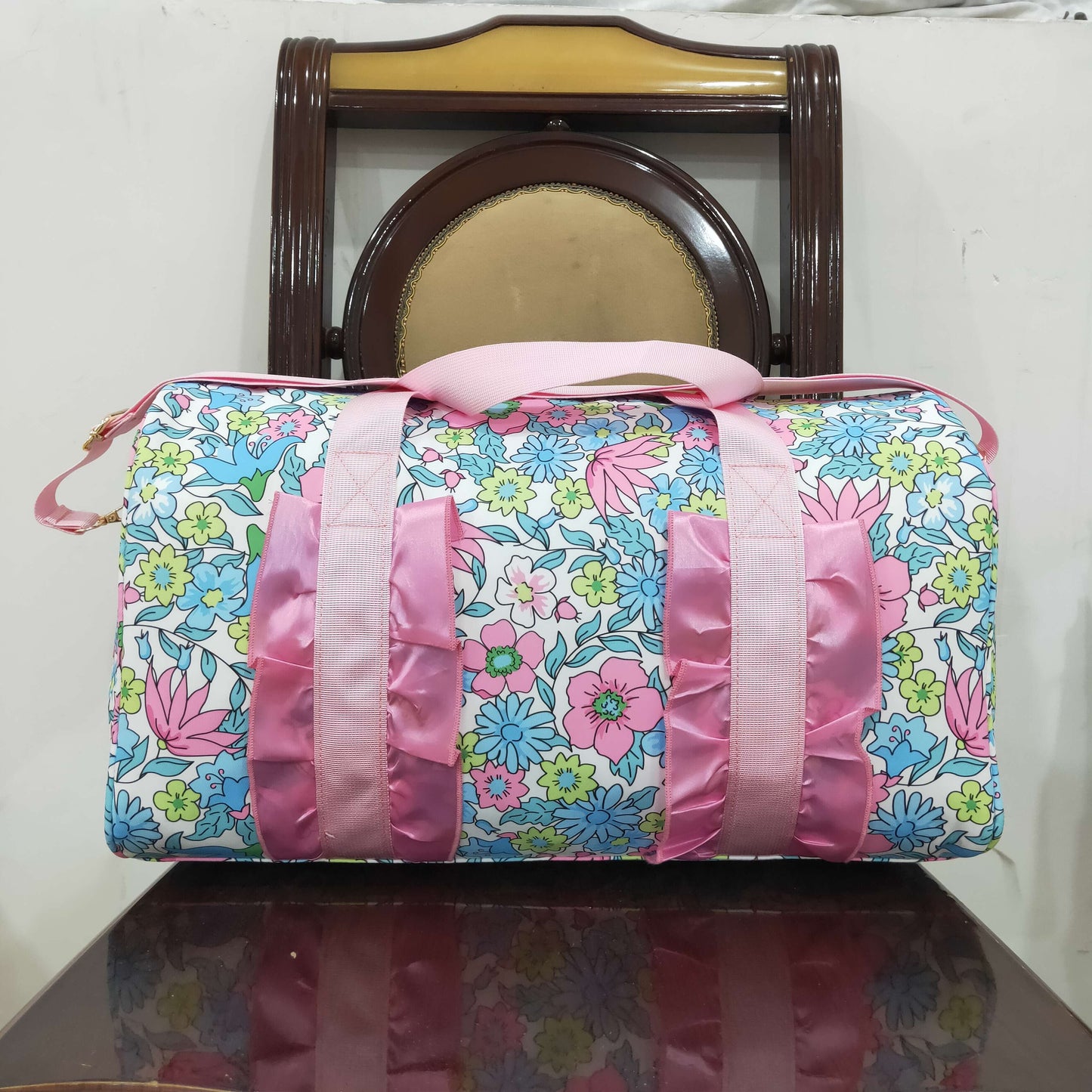 USA Shop Flower Ruffle Travel Package Gym Bags