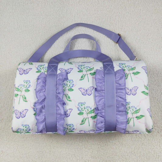 USA Shop Flower Purple Ruffle Travel Gym Bag