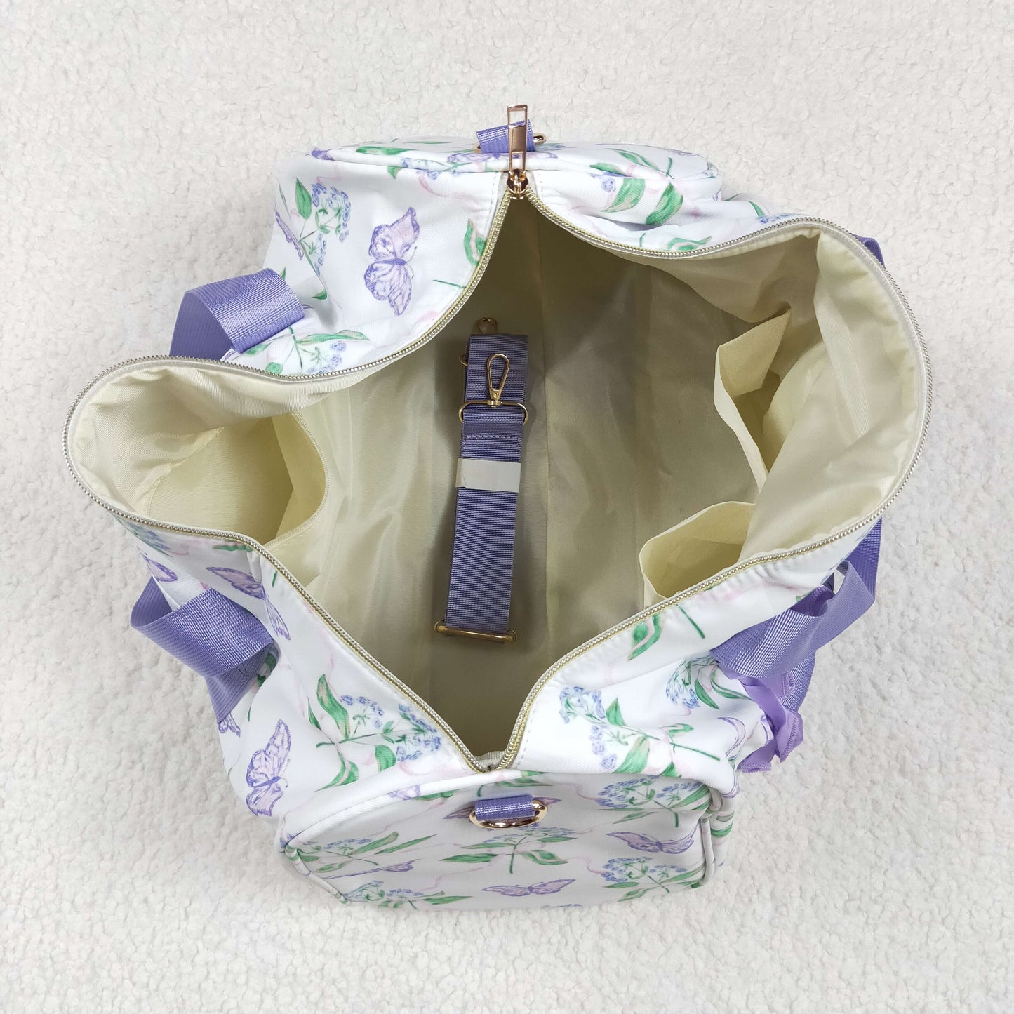 USA Shop Flower Purple Ruffle Travel Gym Bag