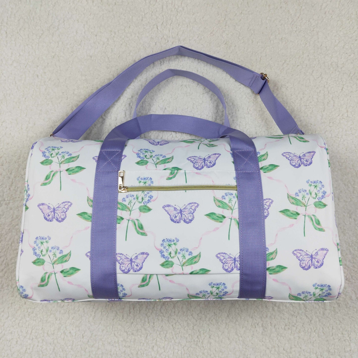 USA Shop Flower Purple Ruffle Travel Gym Bag
