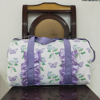 USA Shop Flower Purple Ruffle Travel Gym Bag