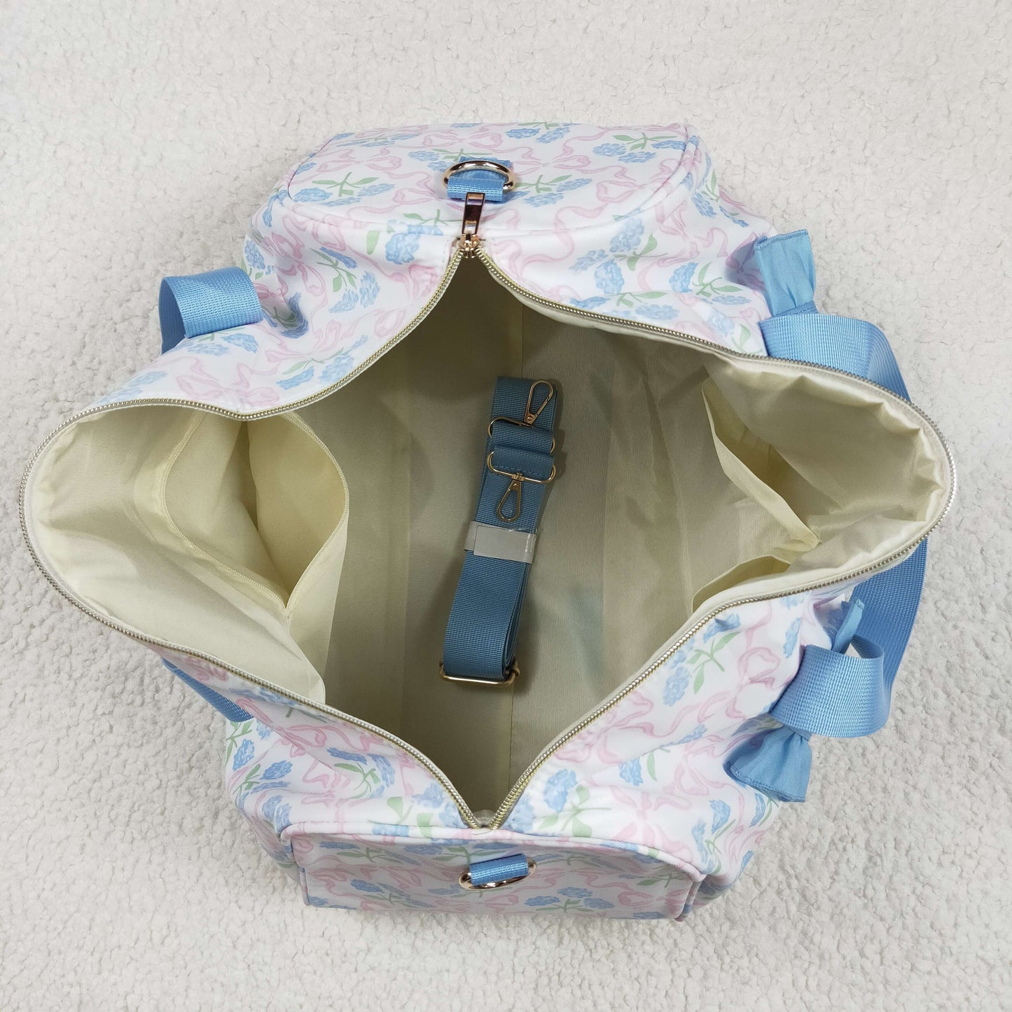 USA Shop Blue Bows Flower Ruffle Gym Bag