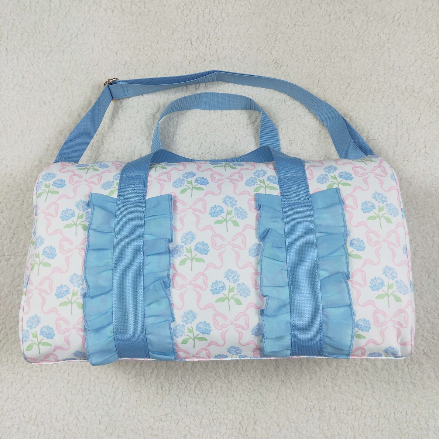 USA Shop Blue Bows Flower Ruffle Gym Bag