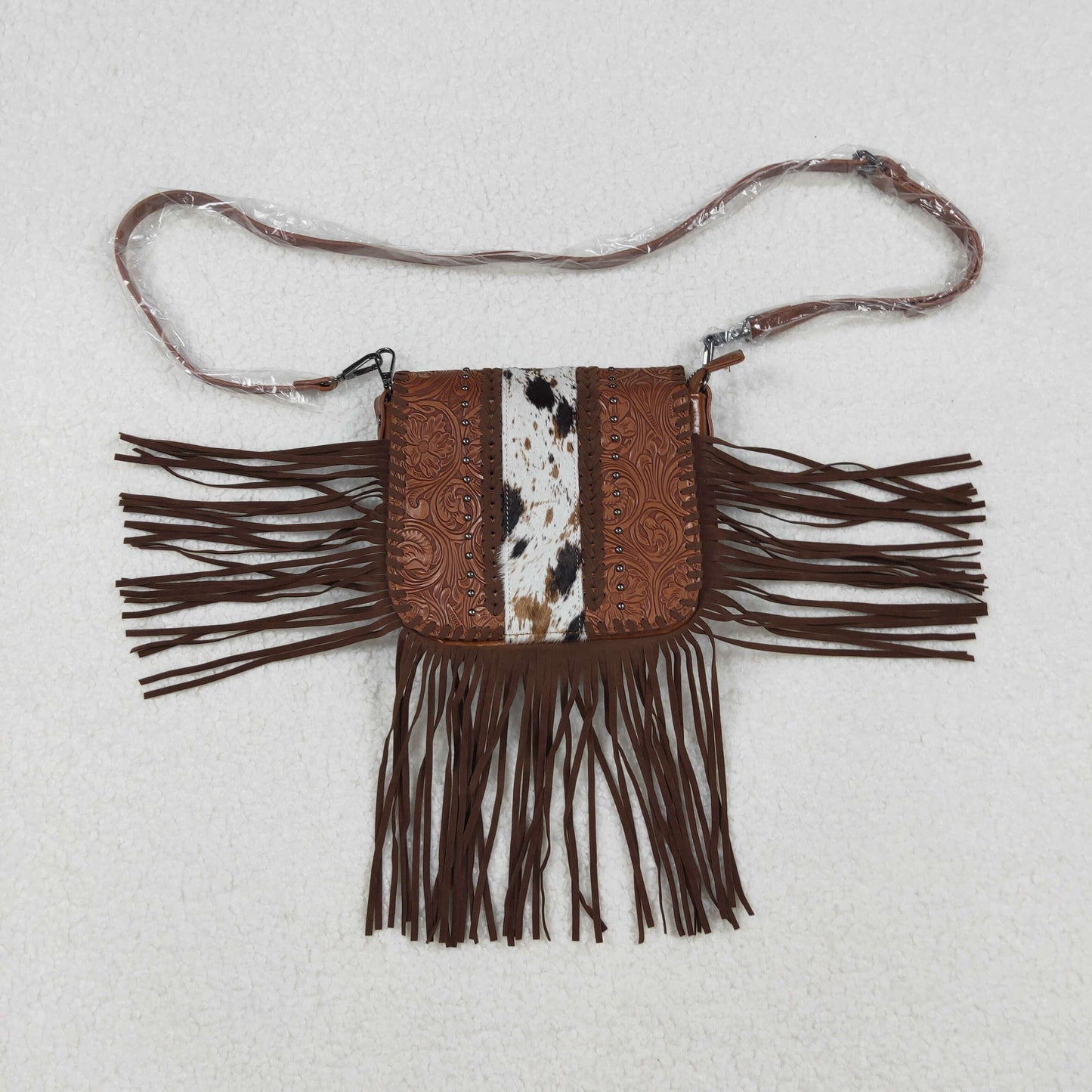 USA Shop Western Cowhide Leather Fringe Crossbody Bag