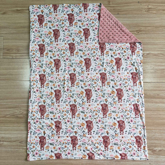 USA Shop Baby Girls Western Cow Flower Pink Blanket
