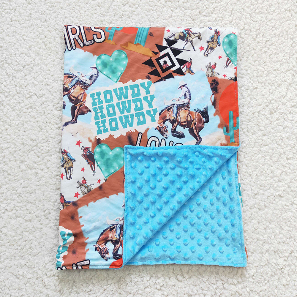 USA Shop Baby Boys Kids Western Cowboy Cactus Blue Blanket