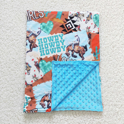 USA Shop Baby Boys Kids Western Cowboy Cactus Blue Blanket