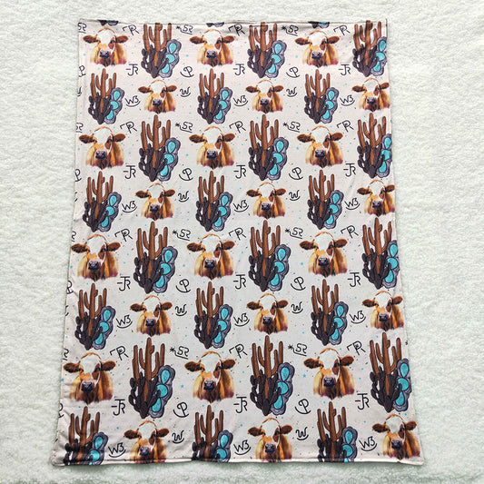 USA Shop Baby Kids Western Cow Cactus Minky Brown Blanket