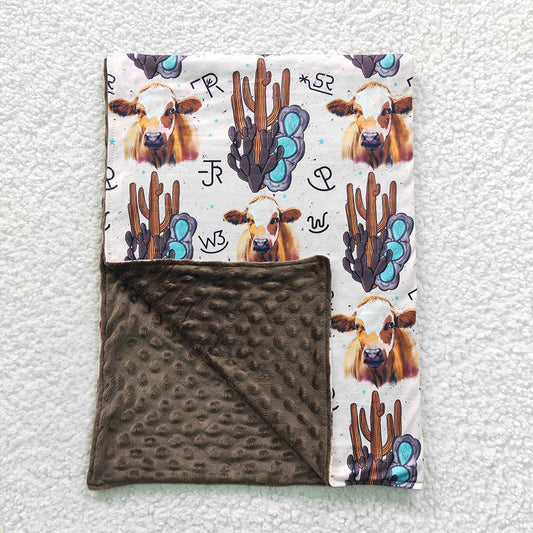 USA Shop Baby Kids Western Cow Cactus Minky Brown Blanket