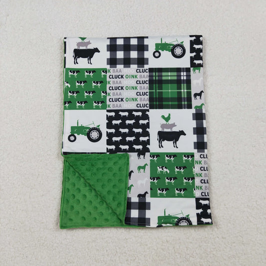 USA Shop Baby Boys Kids Farm Animals Plaid Green Blanket