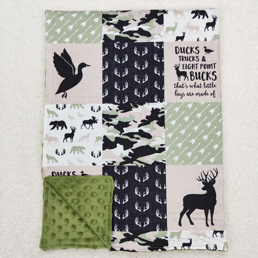 USA Shop Baby Kids Deer Ducks Hunting Minky Blanket