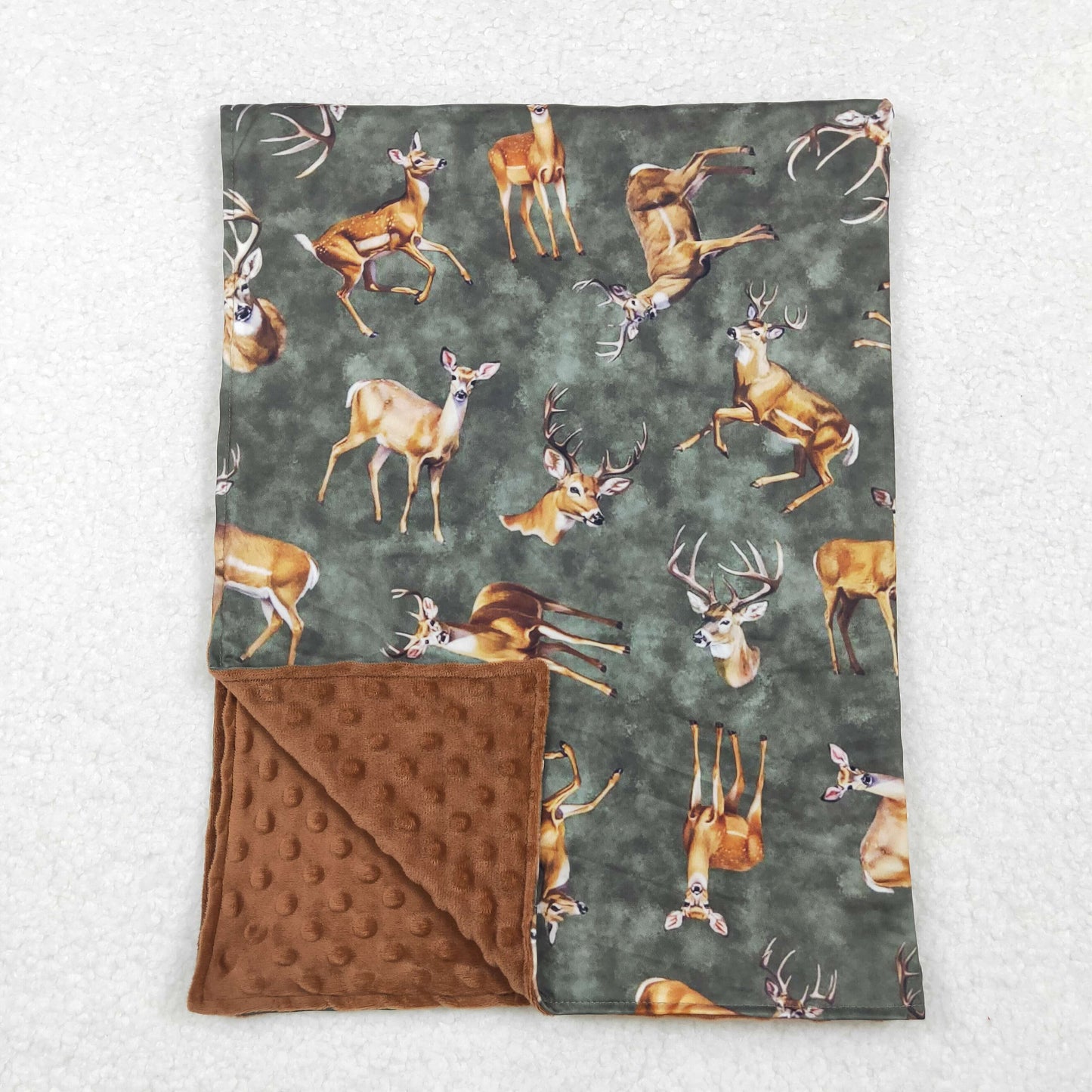 USA Shop Baby Kids Deer Camo Brown Minky Blanket