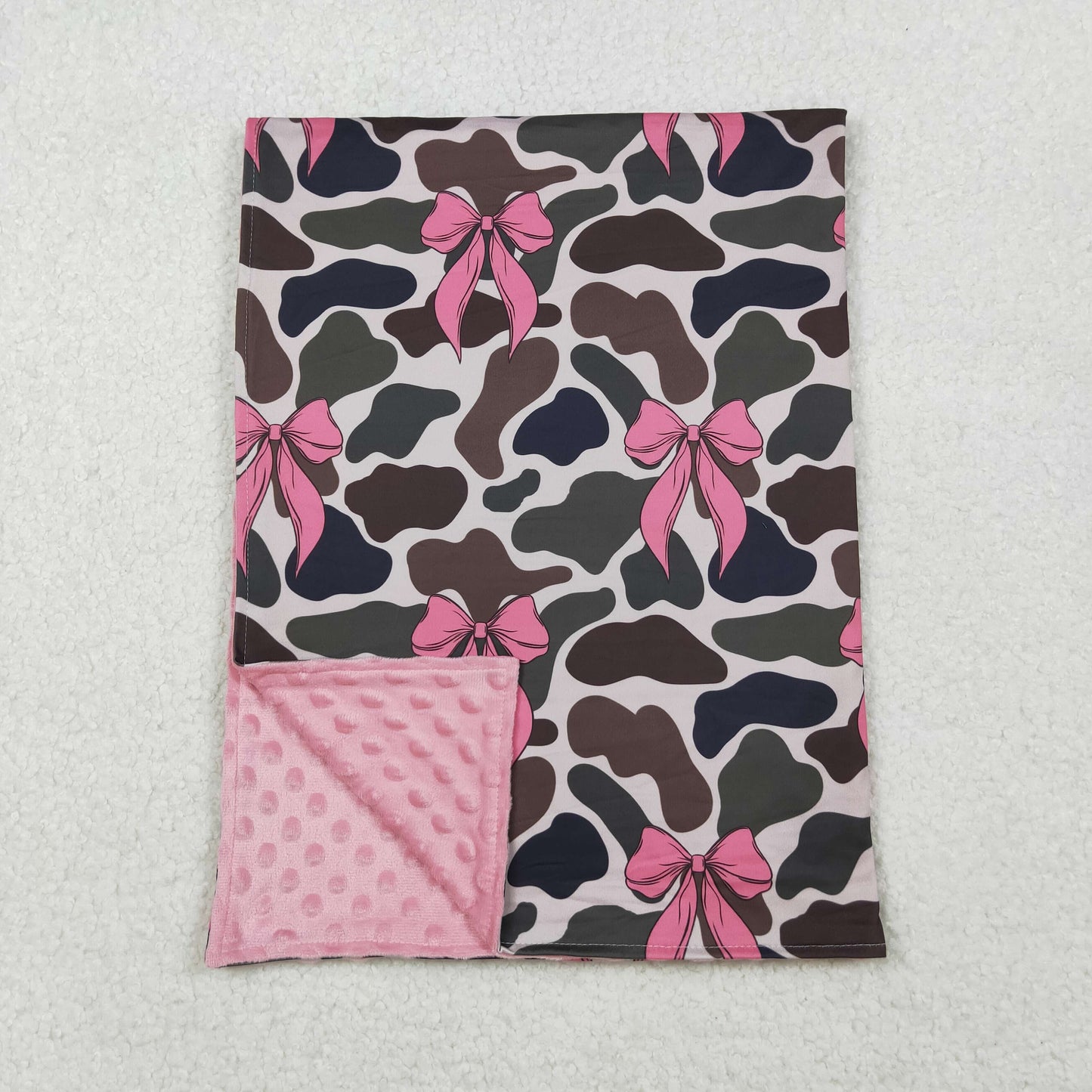 USA Shop Baby Girls Kids Bows Camo Minky Blanket