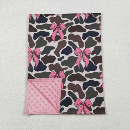 USA Shop Baby Girls Kids Bows Camo Minky Blanket
