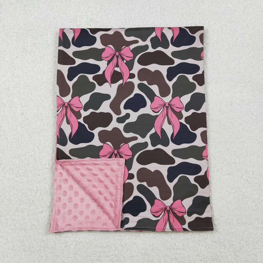 USA Shop Baby Girls Kids Bows Camo Minky Blanket