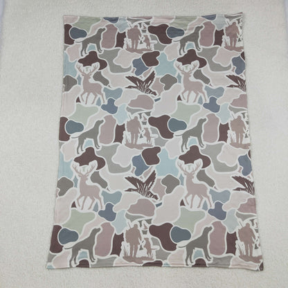 USA Shop Baby Kids Camo Deer Dogs Ducks Hunting Minky Blanket