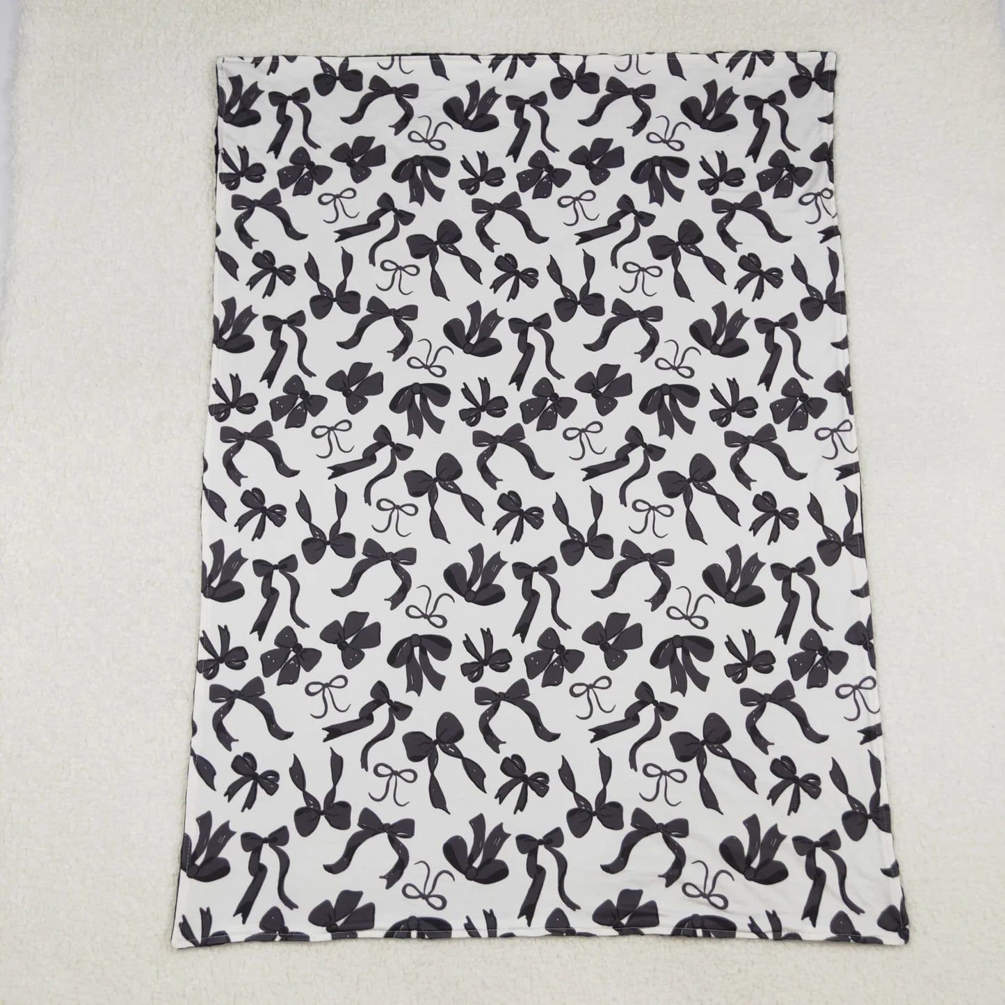 Baby Girls Kids Black Bows Minky Blanket