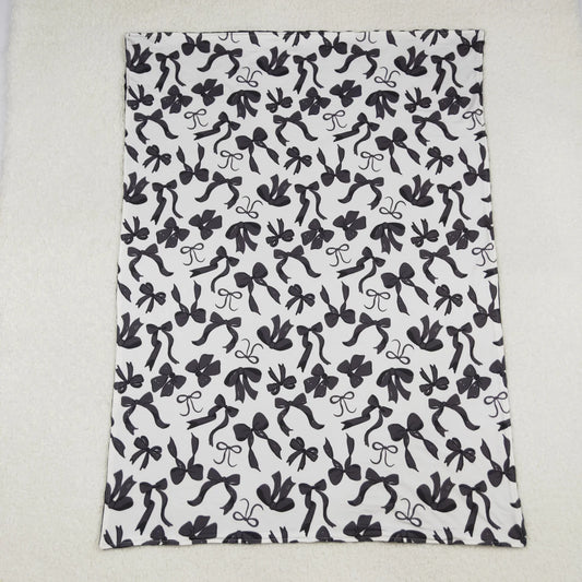 Baby Girls Kids Black Bows Minky Blanket