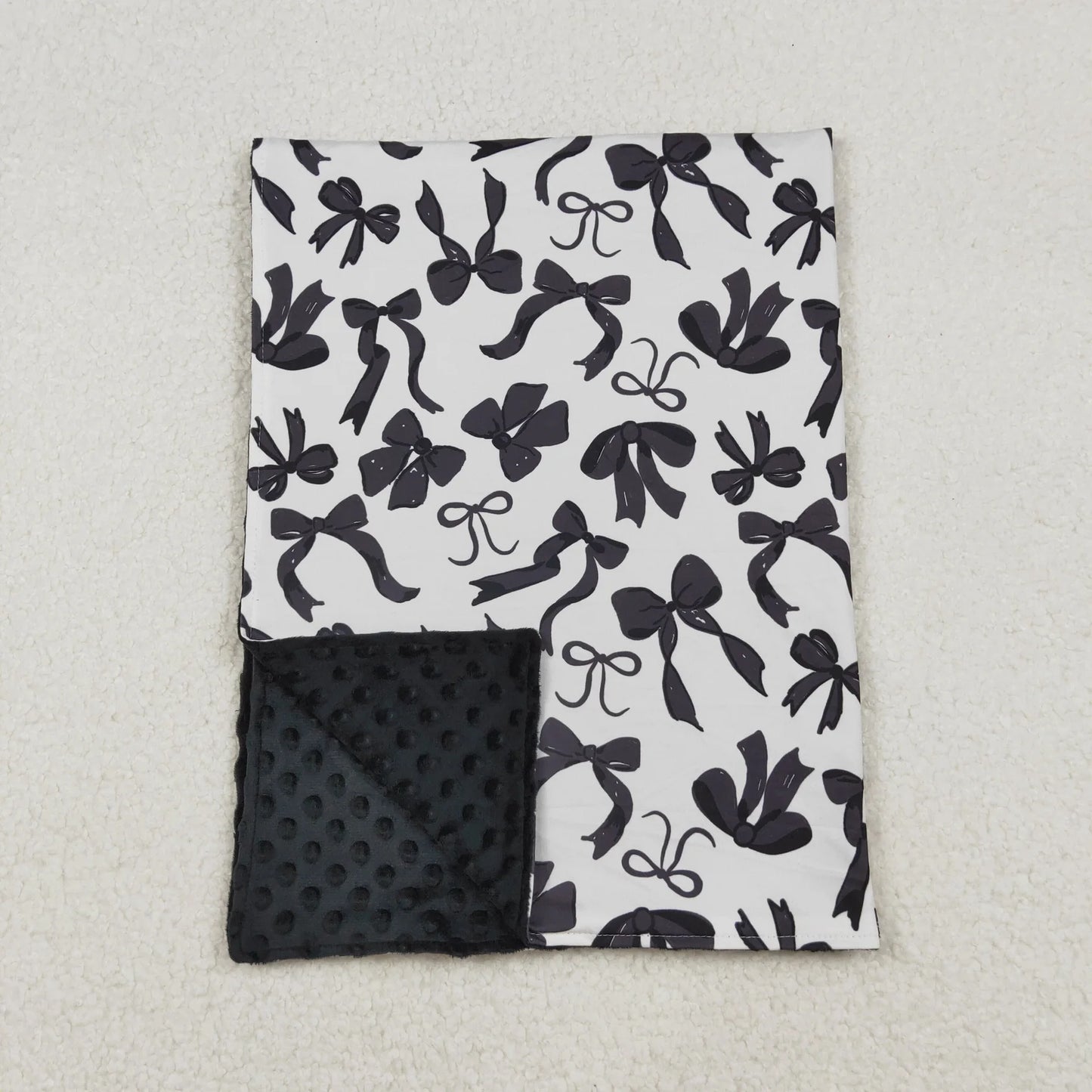 Baby Girls Kids Black Bows Minky Blanket