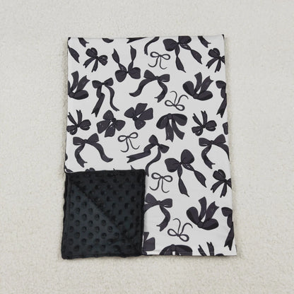 Baby Girls Kids Black Bows Minky Blanket