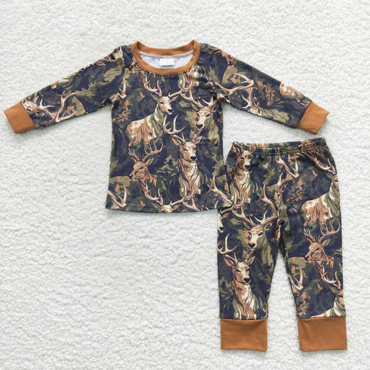 Sibling Baby Boys Long Sleeves Deer Ducks Fishing Shirts Pants Hunting Pajamas Sets