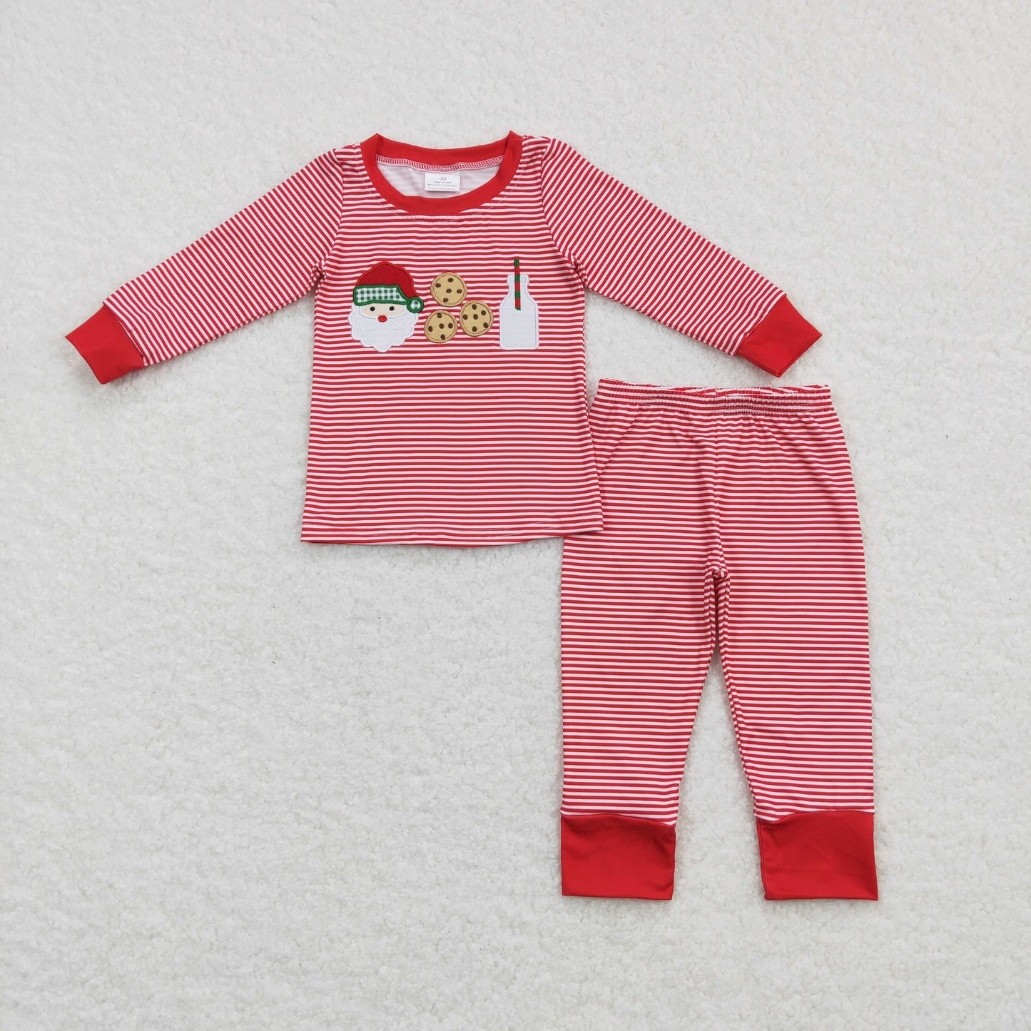USA Shop Baby Boys Long Sleeves Christmas Santa Cookie Shirt Red Stripes Pants Set Pajamas Clothes