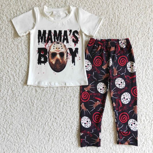 Promotion Baby Boys Halloween Short Sleeves Mama's Boy Shirts Pants Outfit