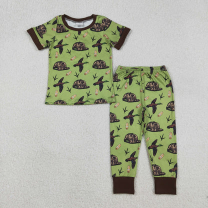 Sibling Baby Boys Short Sleeves Ducks Dogs Shirts Pants Hunting Pajamas Sets Clothes