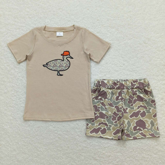 USA Shop Baby Boys Kids Short Sleeves Embroidery Duck Shirt Camo Shorts Set Clothes