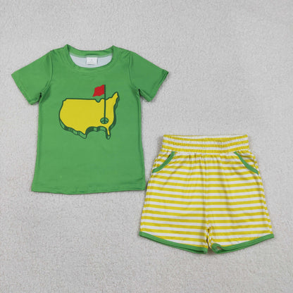 RTS Sibling Baby Boys Girls Kids Golf Green Romper Sets Summer Clothes