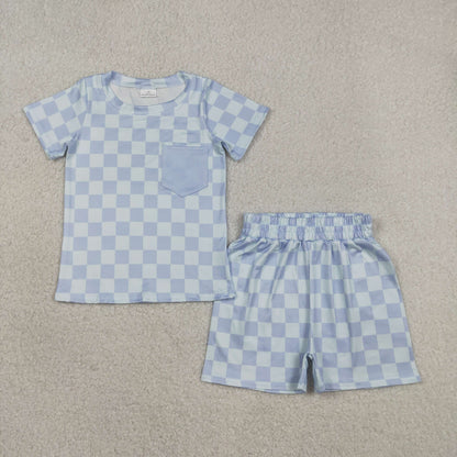 RTS Sibling Baby Boys Girls Short Sleeves Plaid Shirts Shorts Sets Summer Clothes