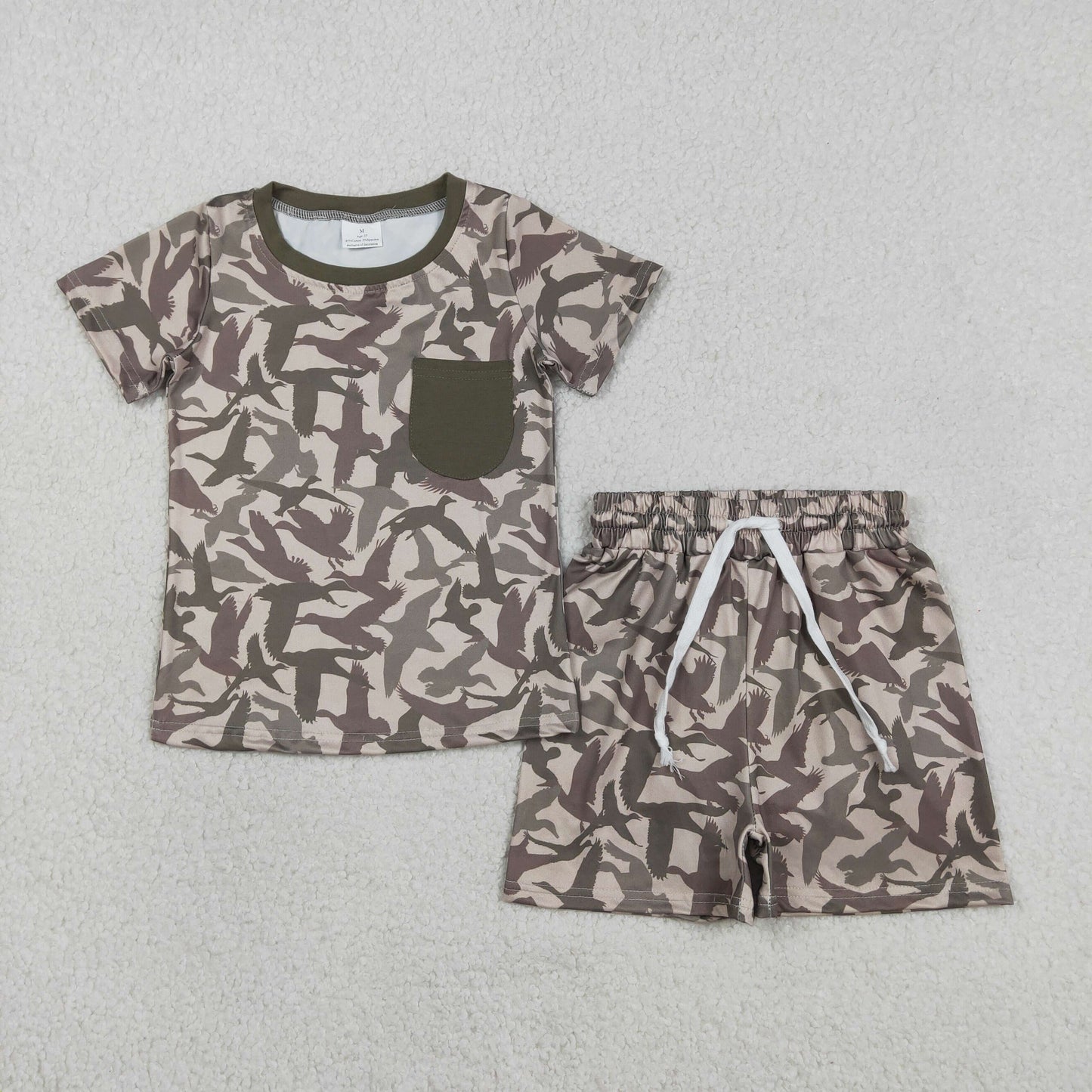Sibling Baby Boys Kids Short Sleeves Deer Ducks Deer Shirts Camo Pockets Shorts Sets Hunting Clothes