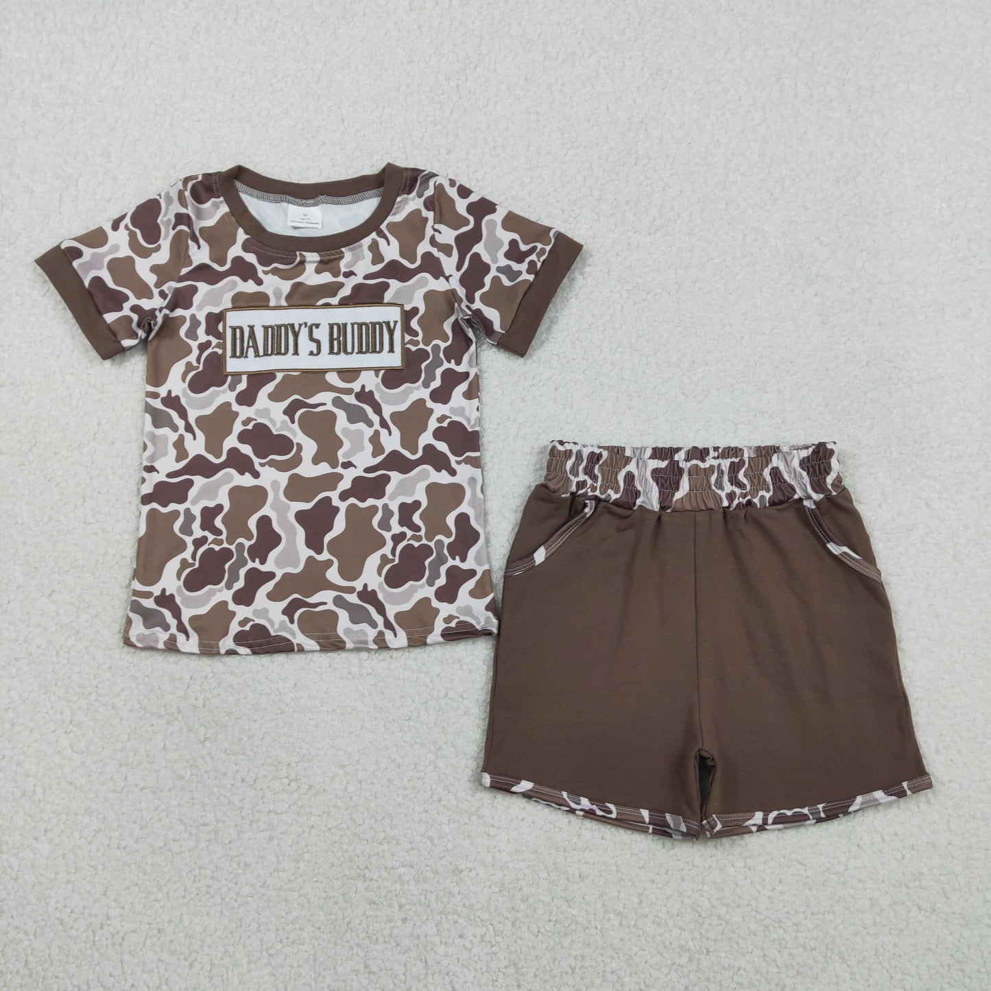 RTS Sibling Baby Boys Girls Embroidery Mama's Boy Girl Camo Rompers Dress Set Clothes