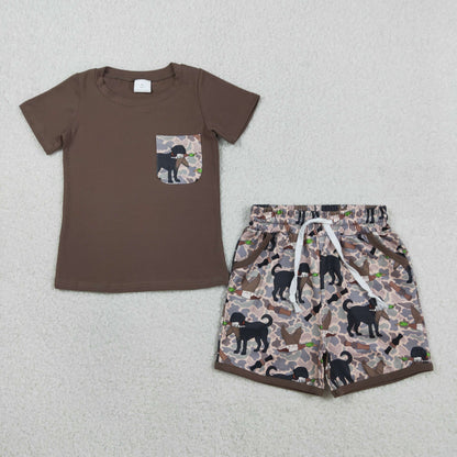 RTS Sibling Baby Boys Kids Short Sleeves Cotton Shirts Pockets Shorts Sets Summer Camo Clothes
