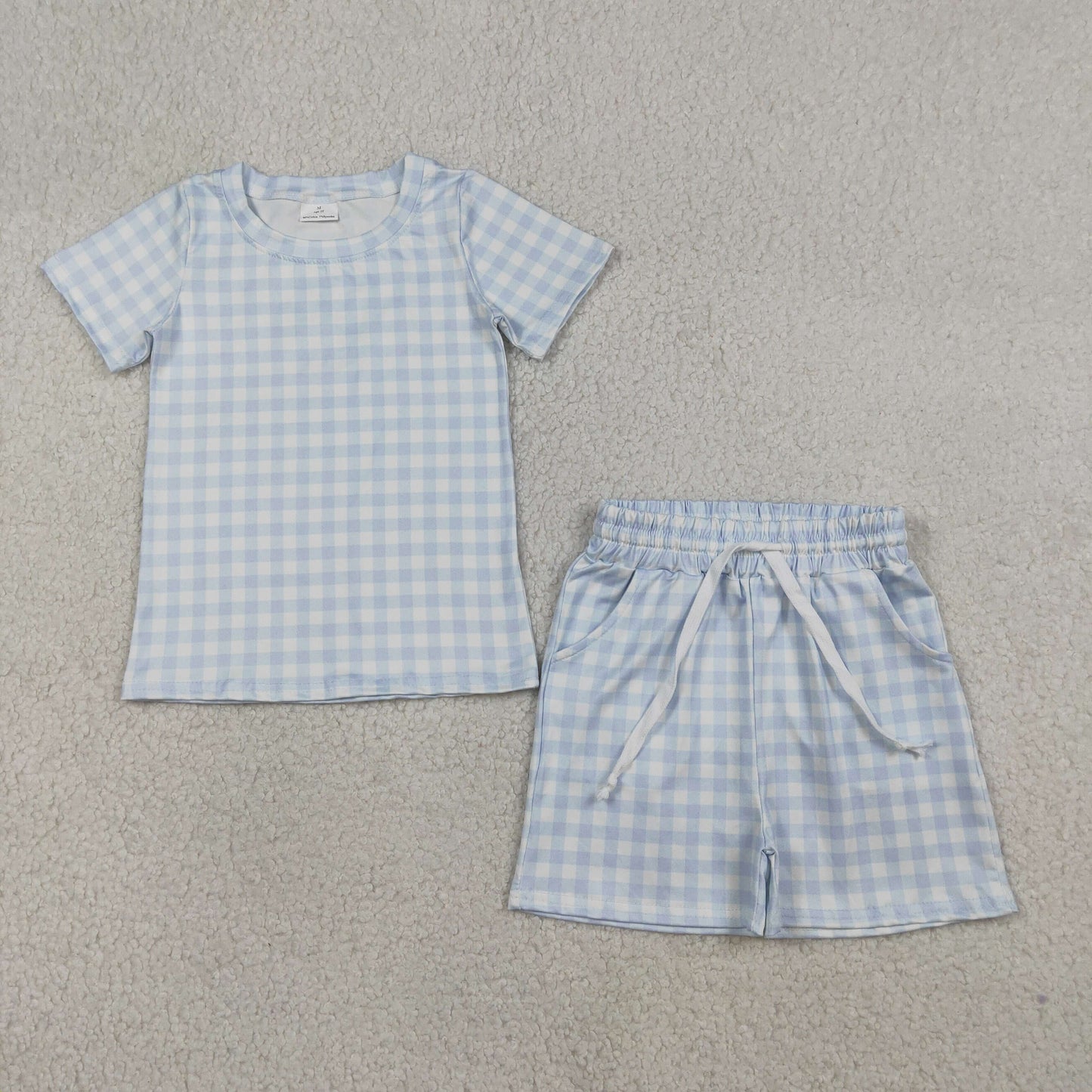 RTS Sibling Baby Boys Girls Short Sleeves Plaid Shirts Shorts Sets Summer Clothes