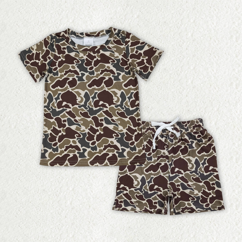 RTS Sibling Baby Boys Kids Short Sleeves Camo Shirts Pockets Shorts Sets Pajamas Clothes