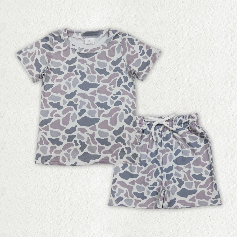 RTS Sibling Baby Boys Kids Short Sleeves Camo Shirts Pockets Shorts Sets Pajamas Clothes
